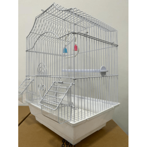 METAL BIRD CAGE A112 CM 28X38X21 - WHITE METAL BIRD CAGE A112 CM 28X38X21 - WHITE